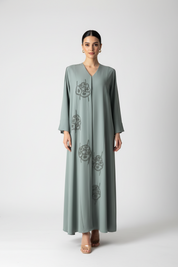 C 2020 Sage Green Beaded Abaya