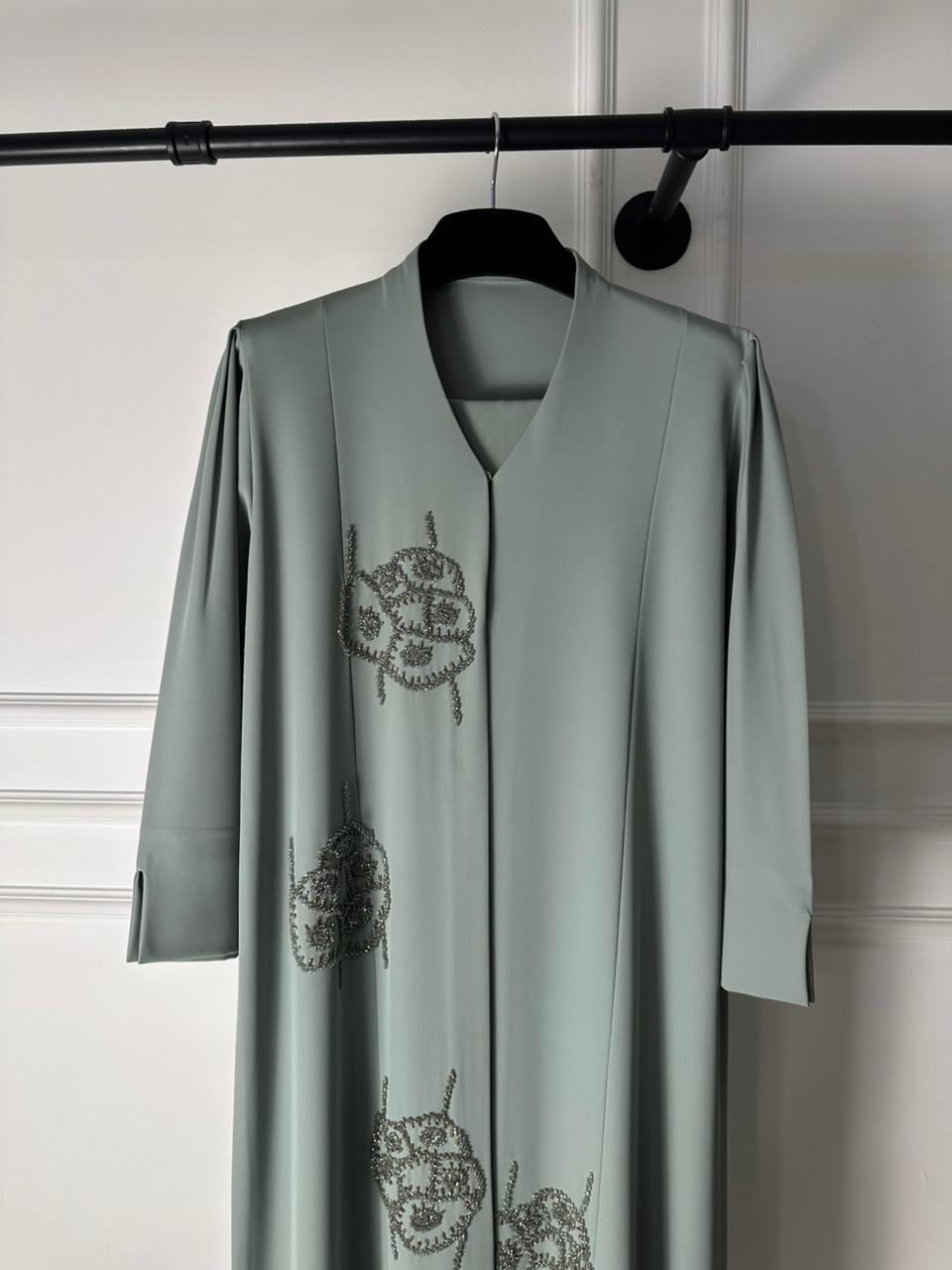 C 2020 Sage Green Beaded Abaya