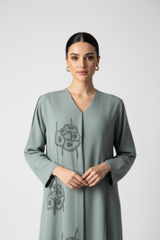 C 2020 Sage Green Beaded Abaya
