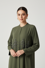 C 2021 Olive Green Beaded Abaya