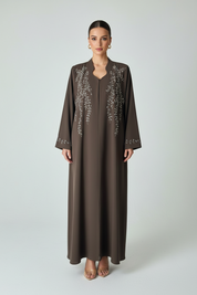 C 2023 Brown Beaded Abaya