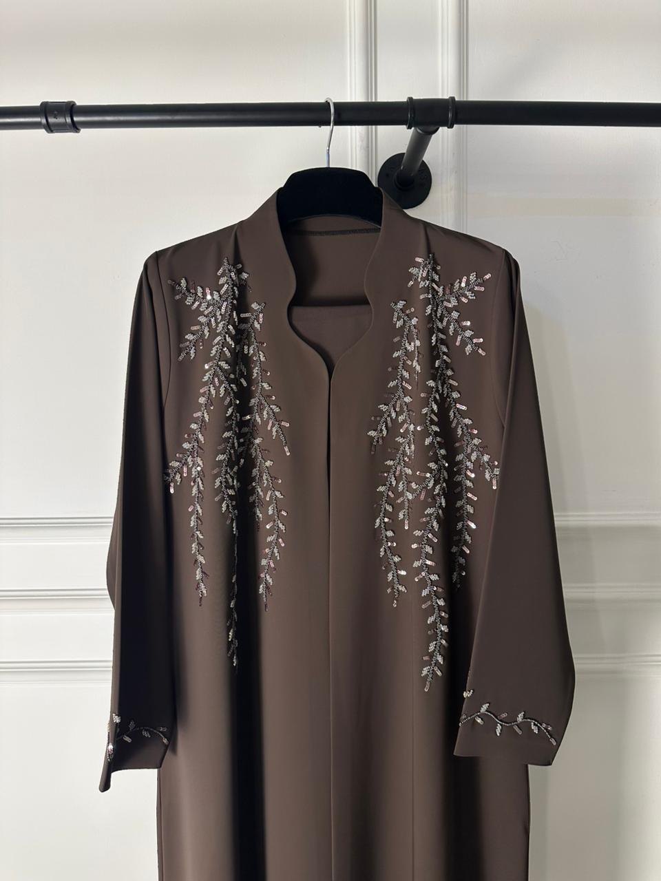 C 2023 Brown Beaded Abaya