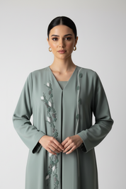 C 2024 Sage Green Beaded Abaya