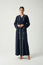 C 2025 Dark Blue Beaded Abaya