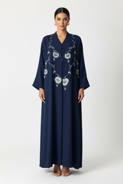 C 2027 Navy Blue Beaded Abaya