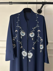 C 2027 Navy Blue Beaded Abaya