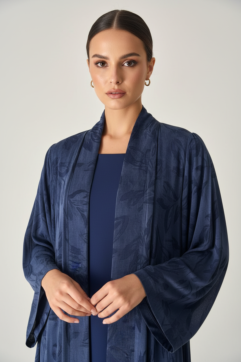 C 2028-01 premium blue floral abaya