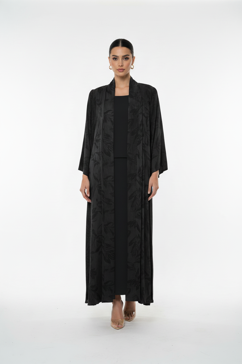 C 2028-02 premium black floral abaya