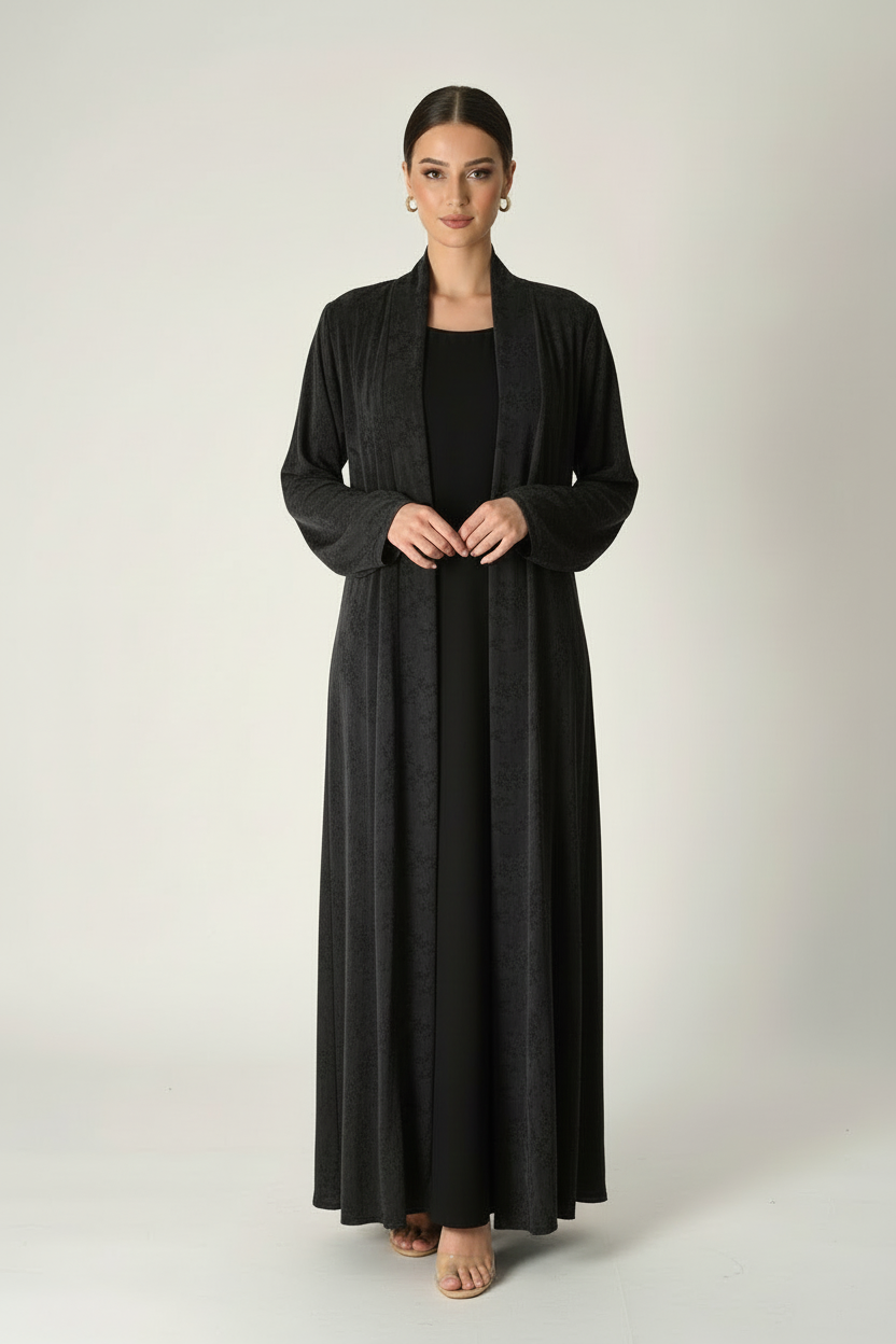 C 2031-01 Premium Black Printed Abaya