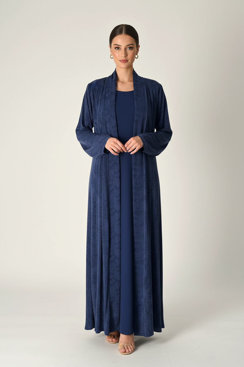 C 2031-02 Premium Blue Printed Abaya