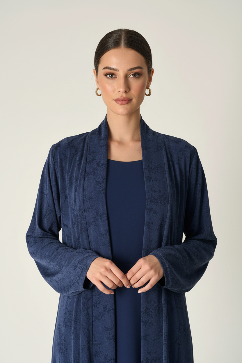 C 2031-02 Premium Blue Printed Abaya