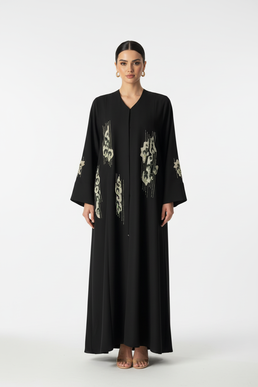 C 2036 Black Beaded Abaya
