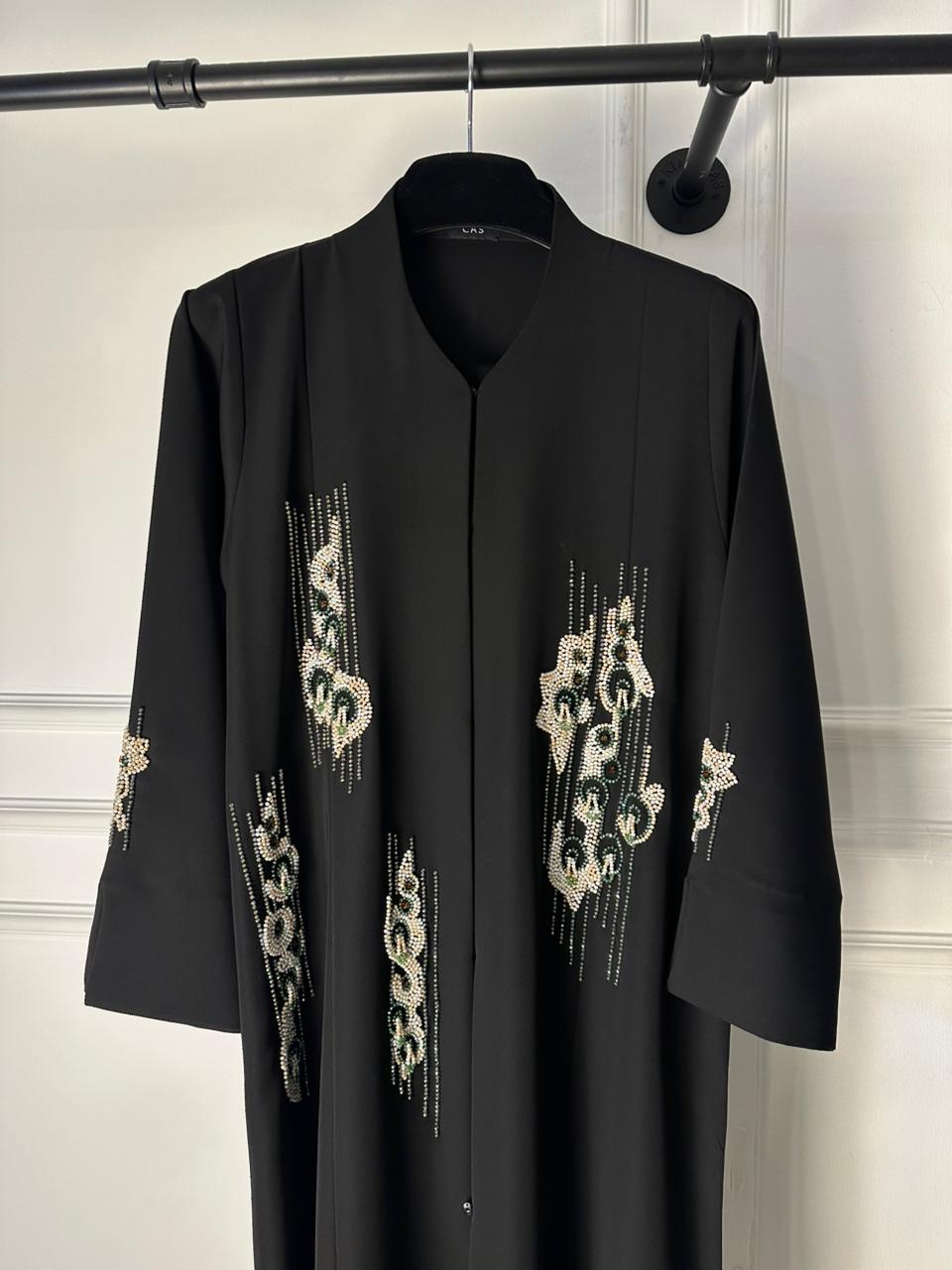 C 2036 Black Beaded Abaya
