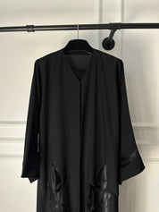 C 2040 Black Leafy Crystal Abaya