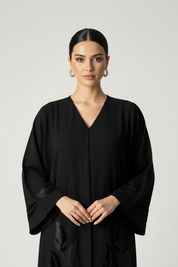 C 2040 Black Leafy Crystal Abaya