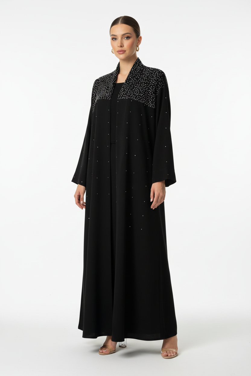 C 2041 Black Crystal Abaya