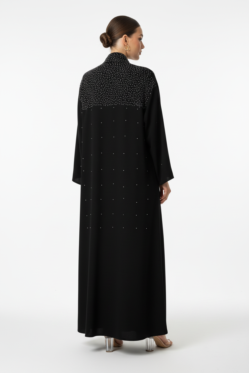 C 2041 Black Crystal Abaya