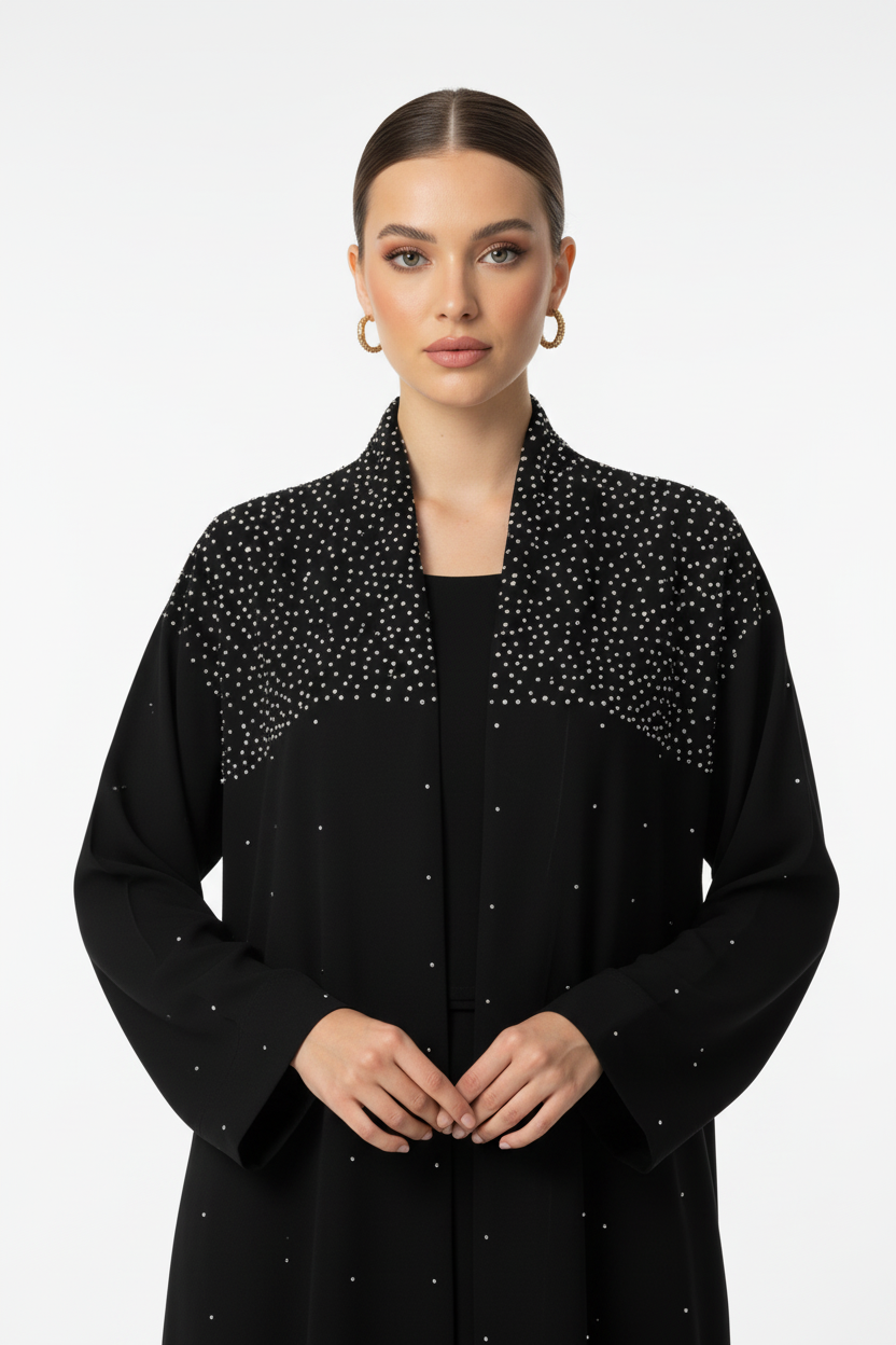 C 2041 Black Crystal Abaya