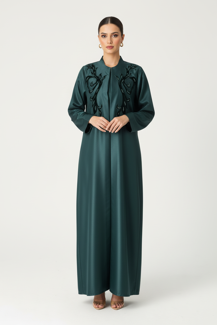 C 2045 Dark Green Abaya