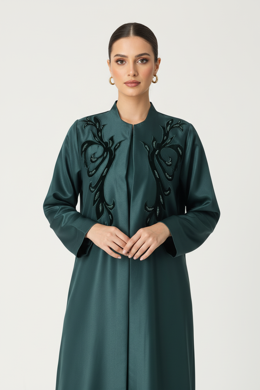 C 2045 Dark Green Abaya