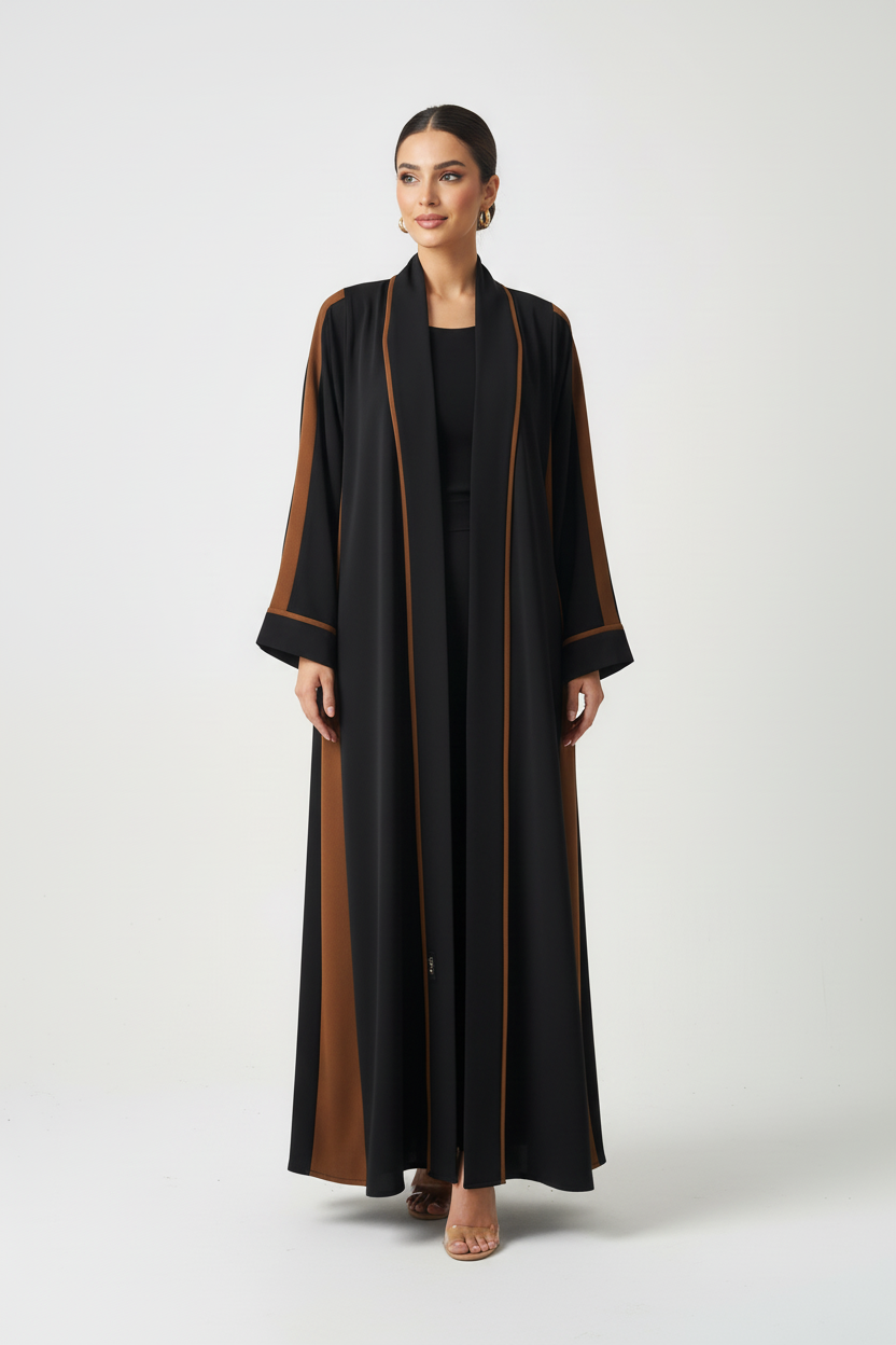 C 2046 Black Brown Abaya
