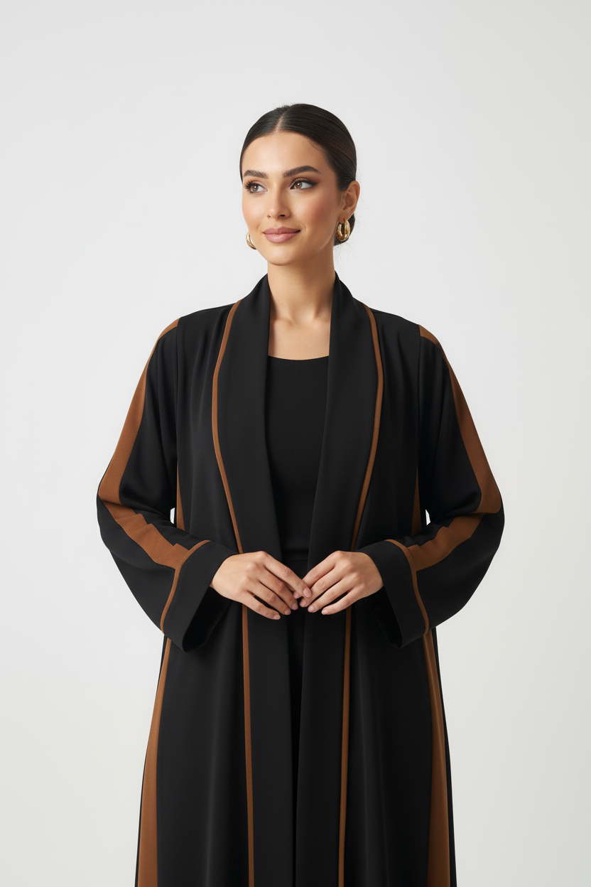 C 2046 Black Brown Abaya