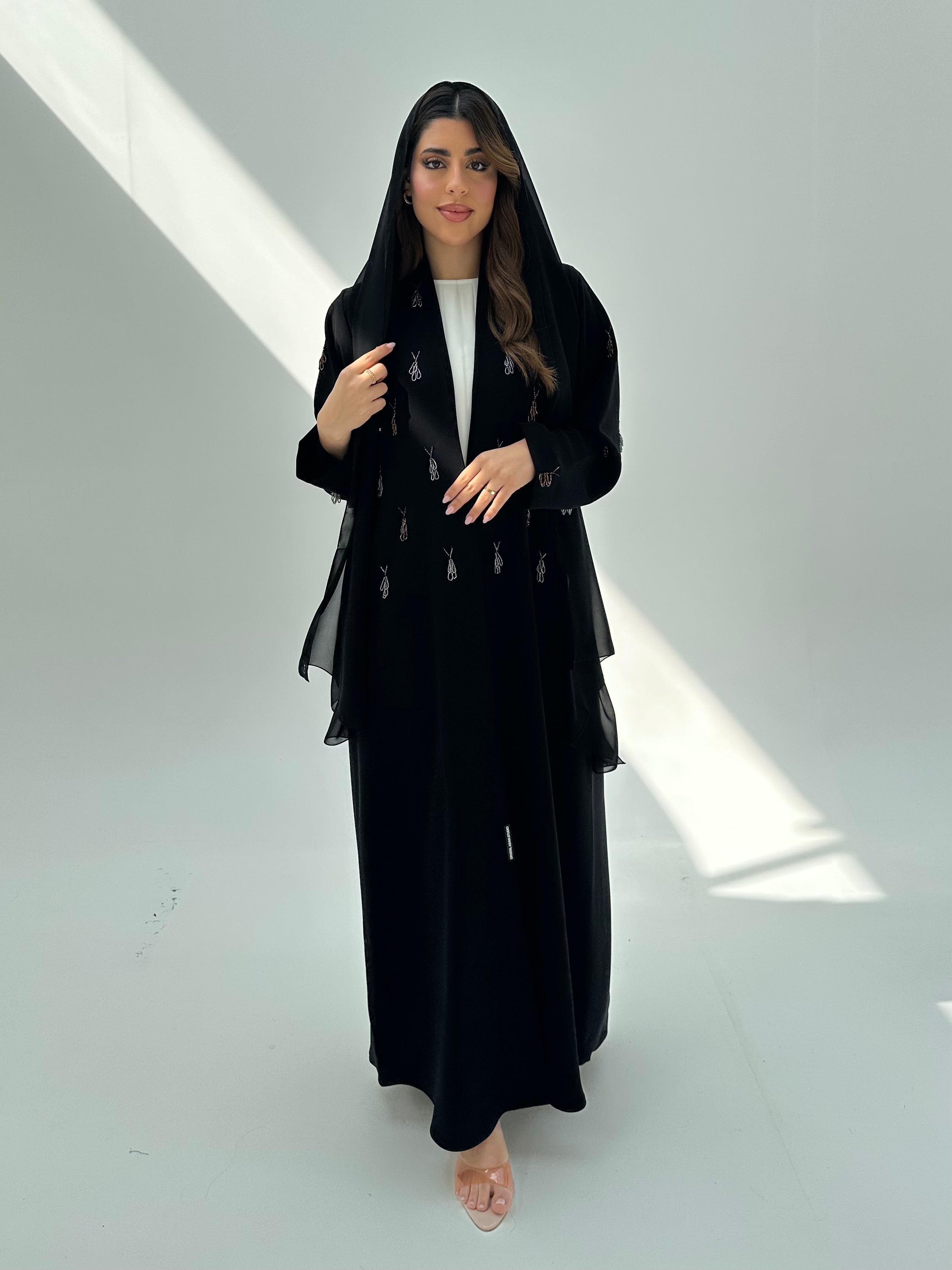 C 2048 Black Beaded Abaya