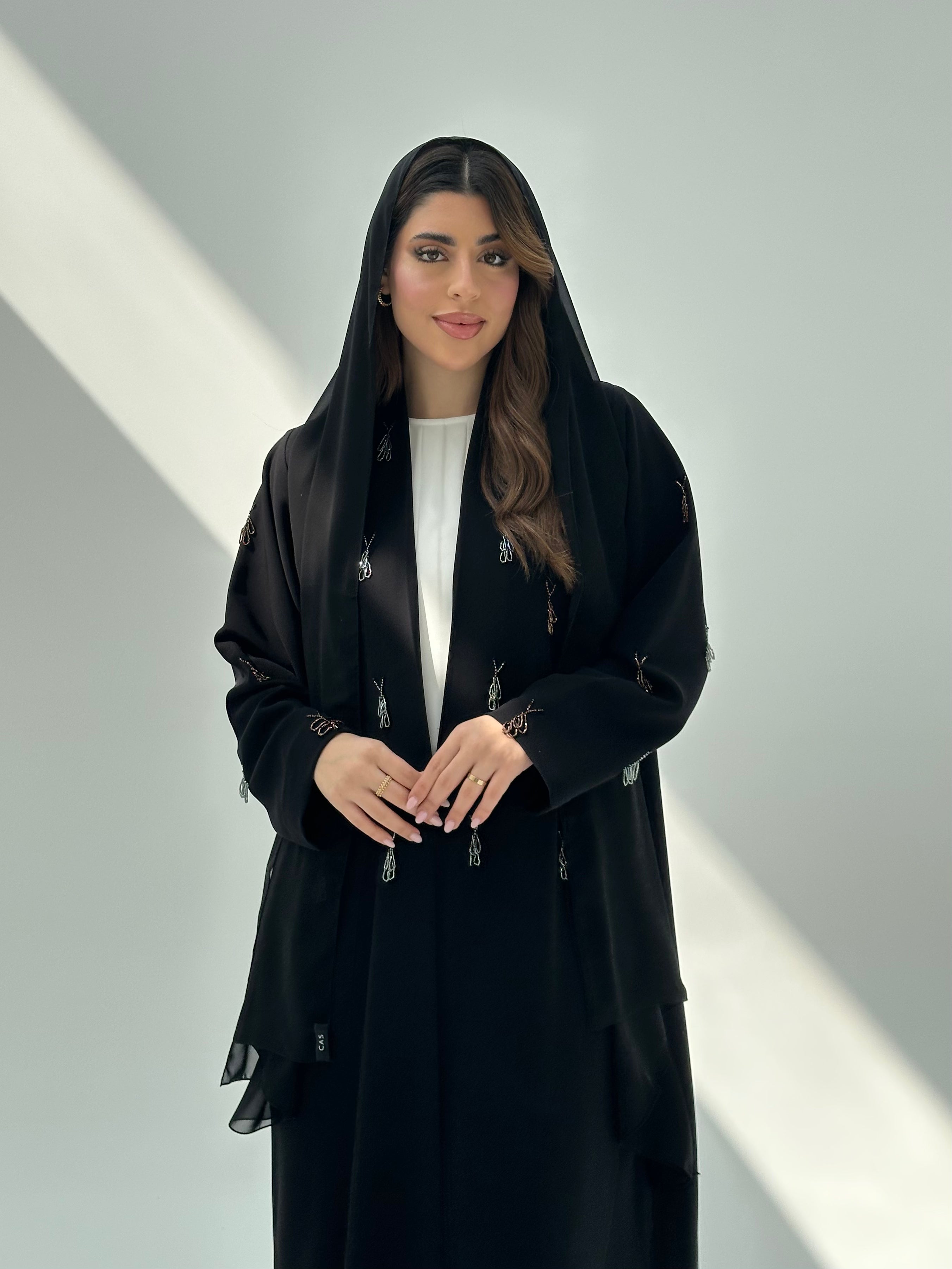 C 2048 Black Beaded Abaya