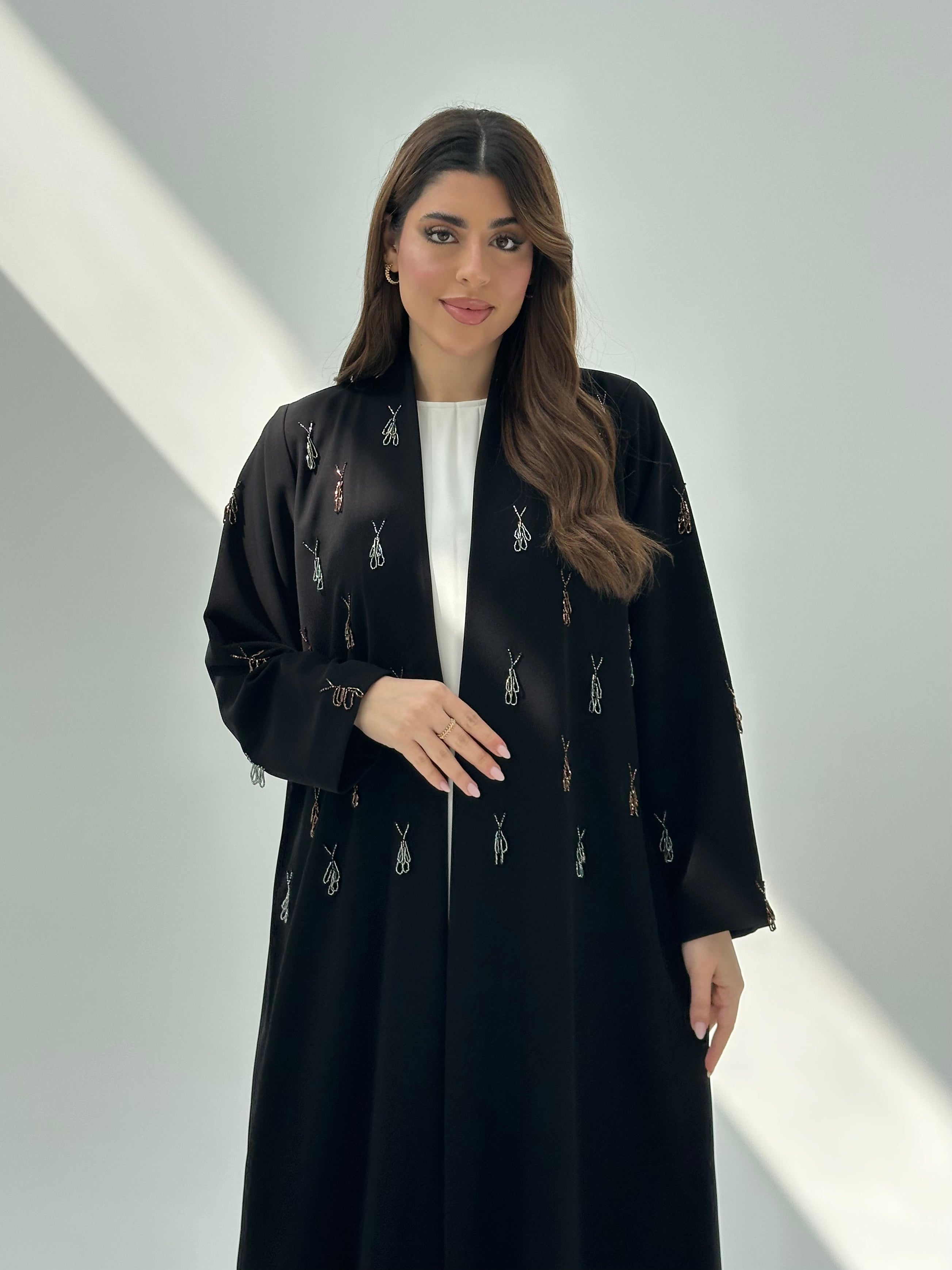C 2048 Black Beaded Abaya
