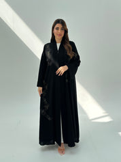 C 2049 Black Floral Beaded Abaya