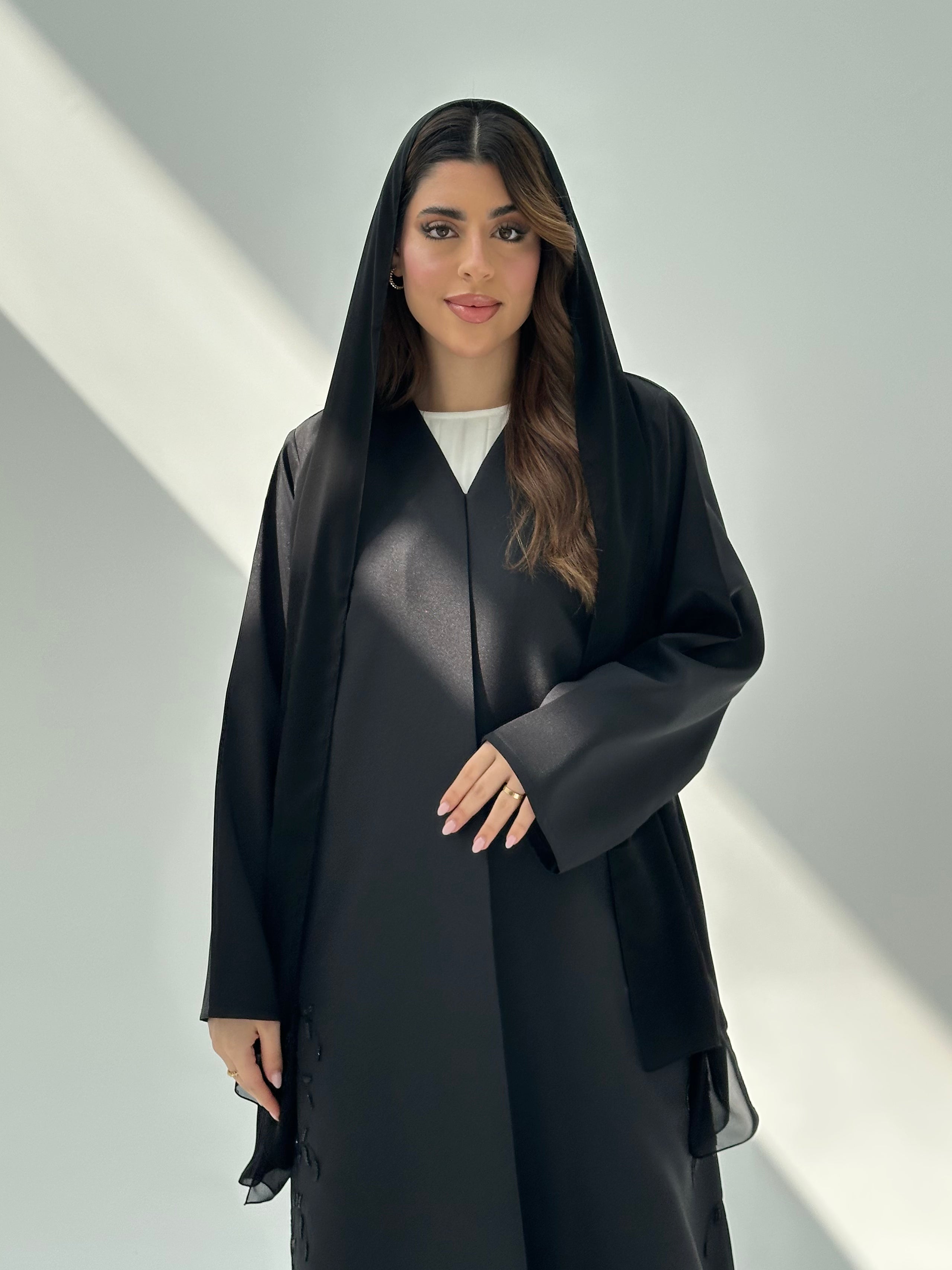 C 2050 Black Beaded Abaya