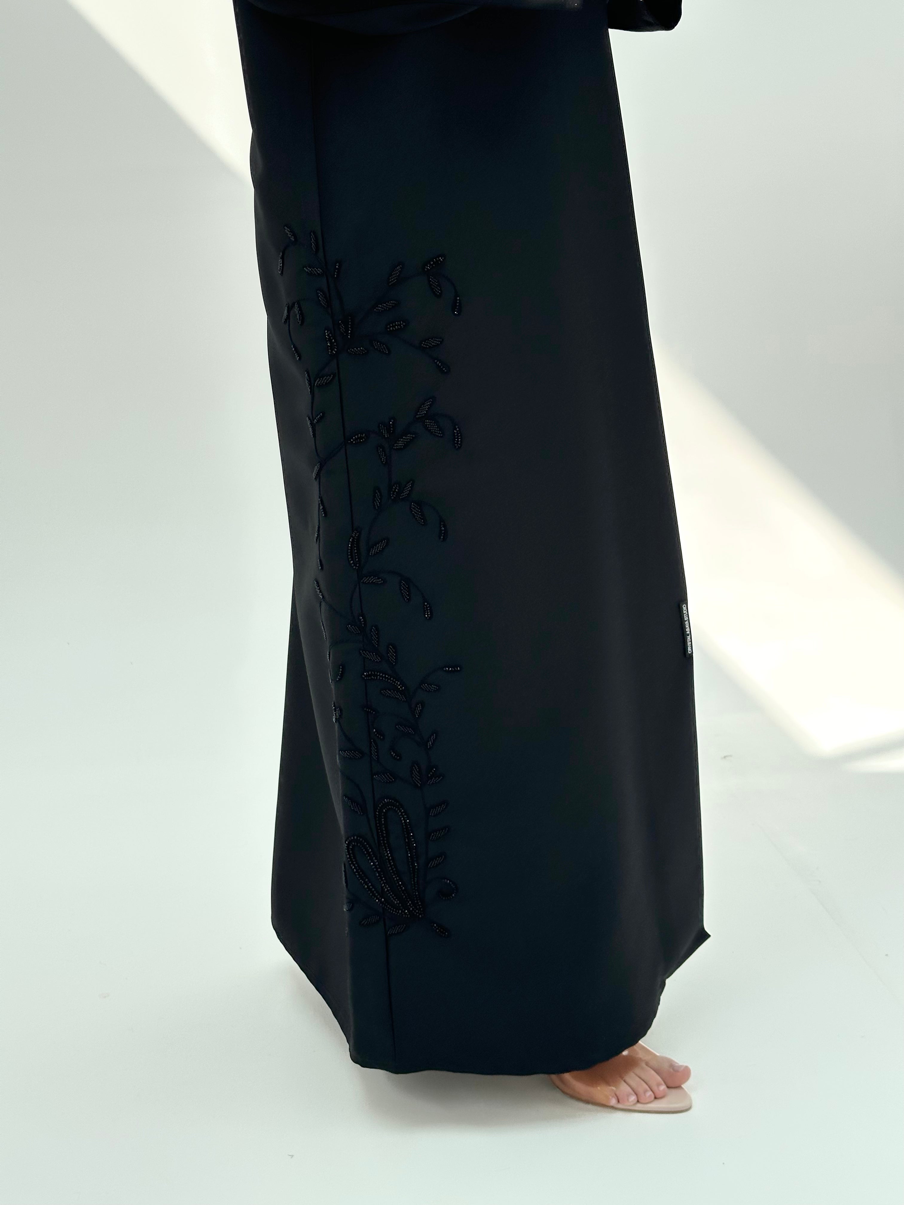 C 2050 Black Beaded Abaya