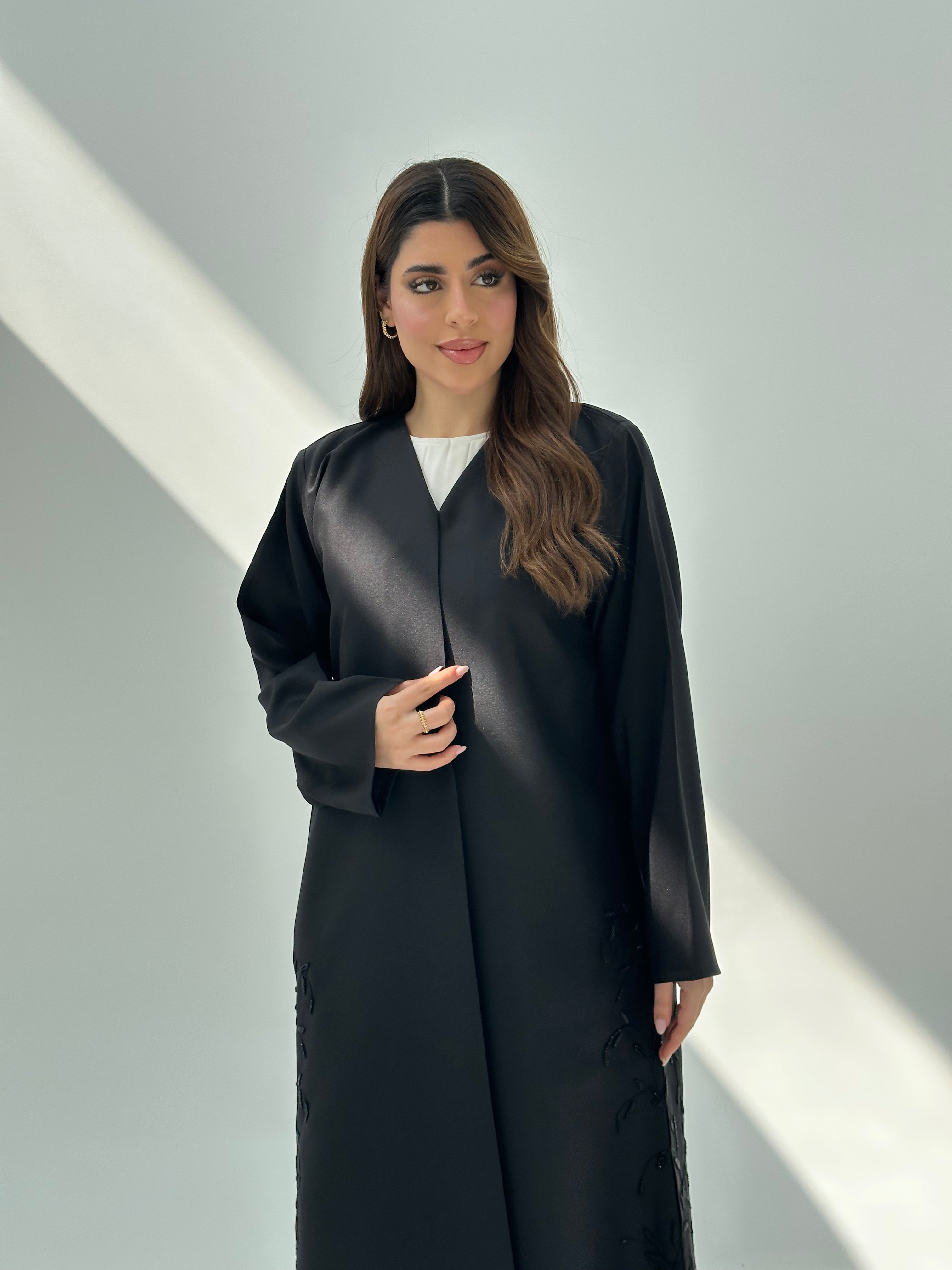 C 2050 Black Beaded Abaya