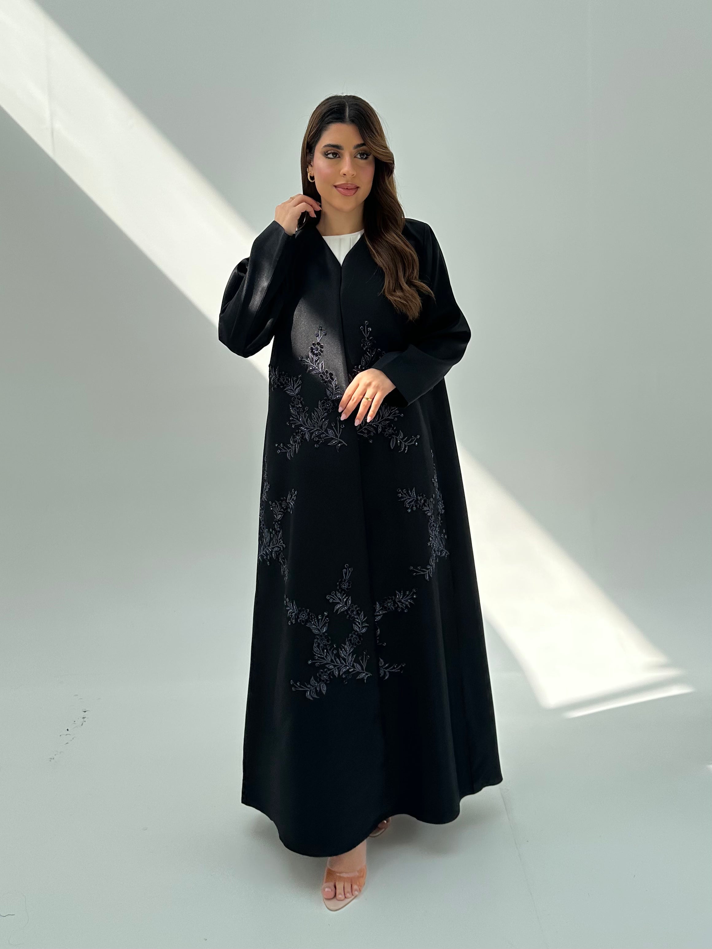 C 2051 Black Floral Abaya