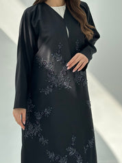 C 2051 Black Floral Abaya