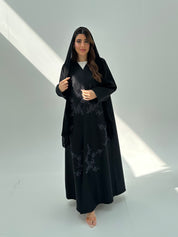 C 2051 Black Floral Abaya