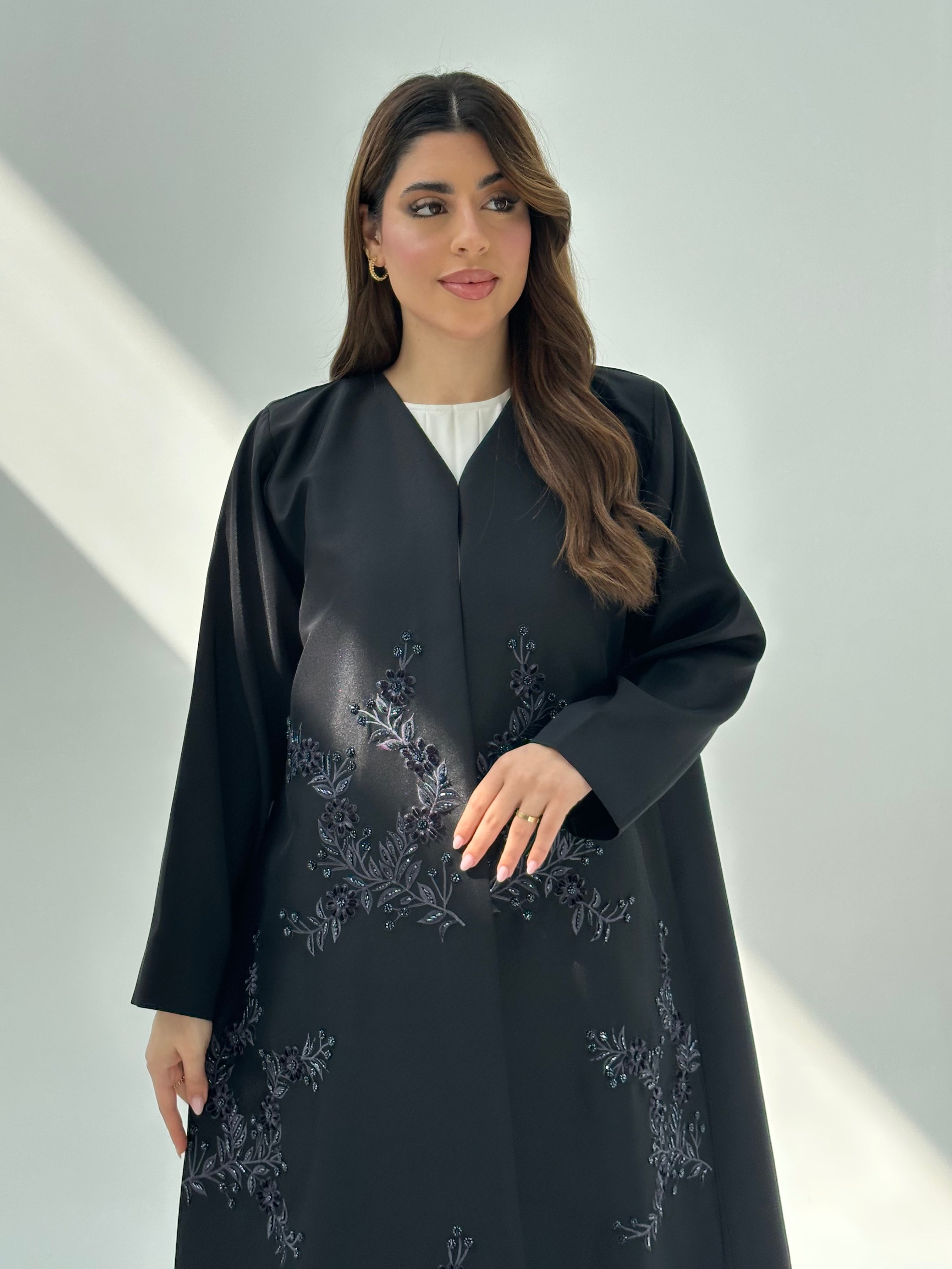 C 2051 Black Floral Abaya