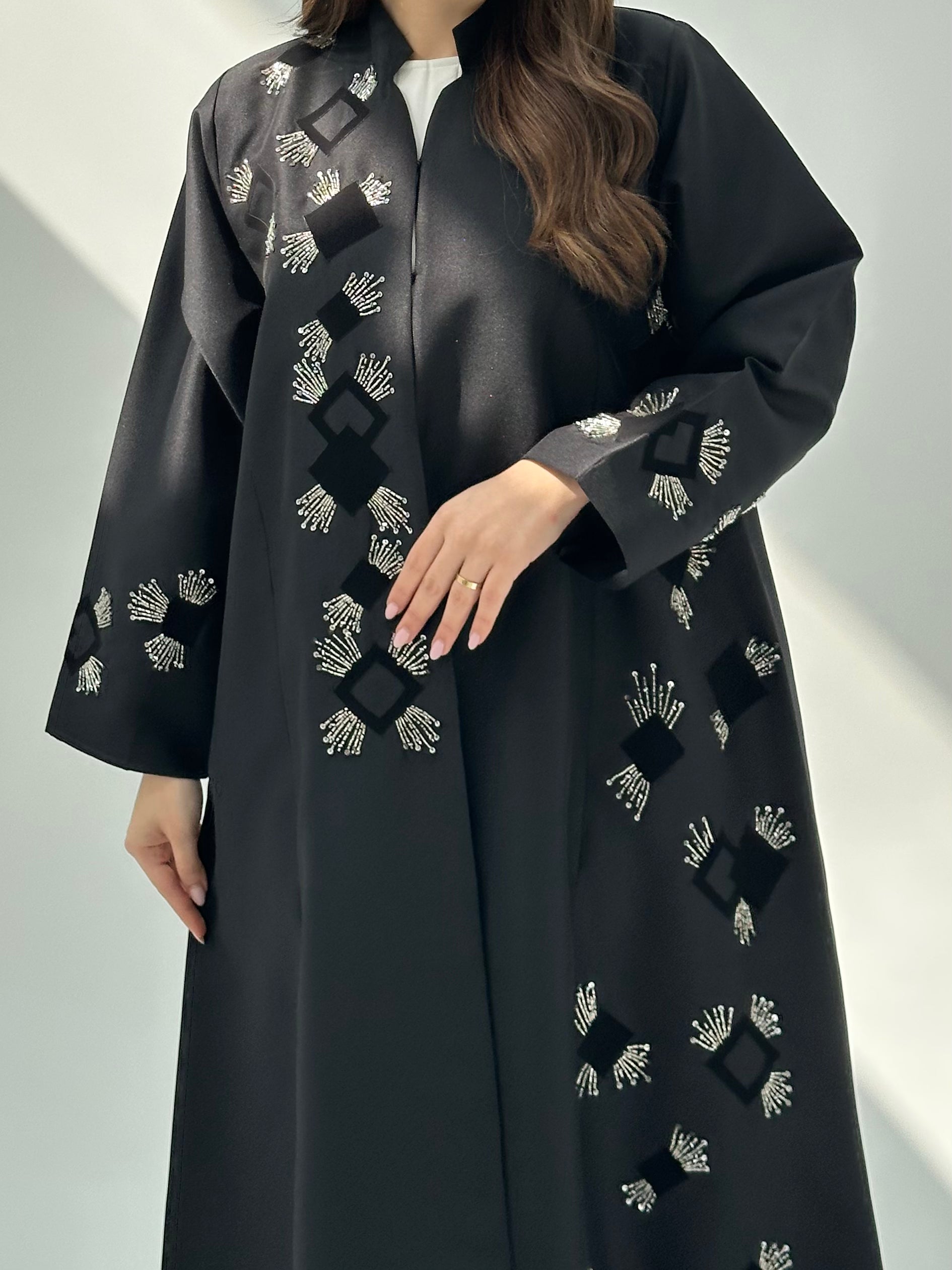 C 2052 Black Beaded Abaya