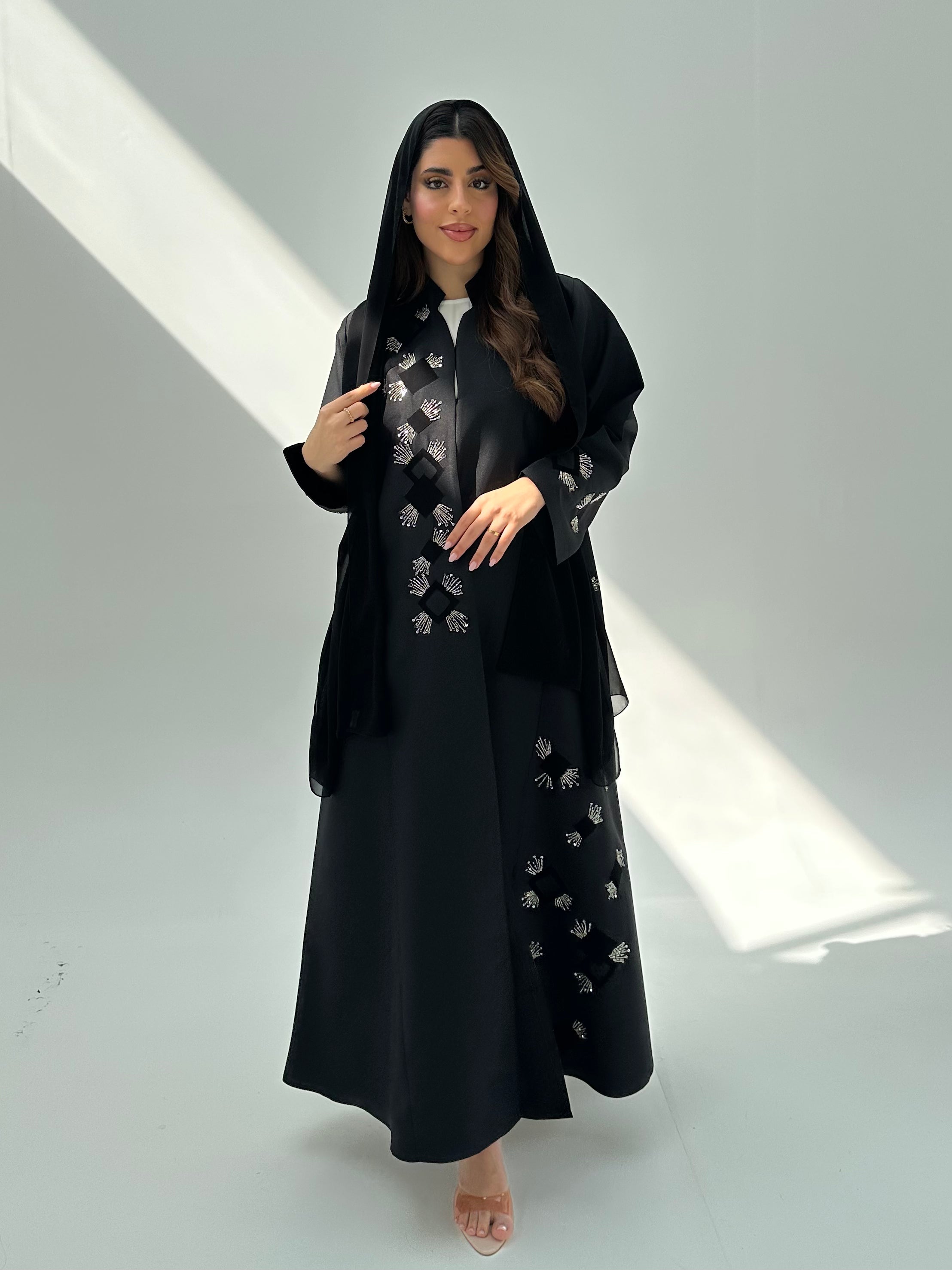 C 2052 Black Beaded Abaya
