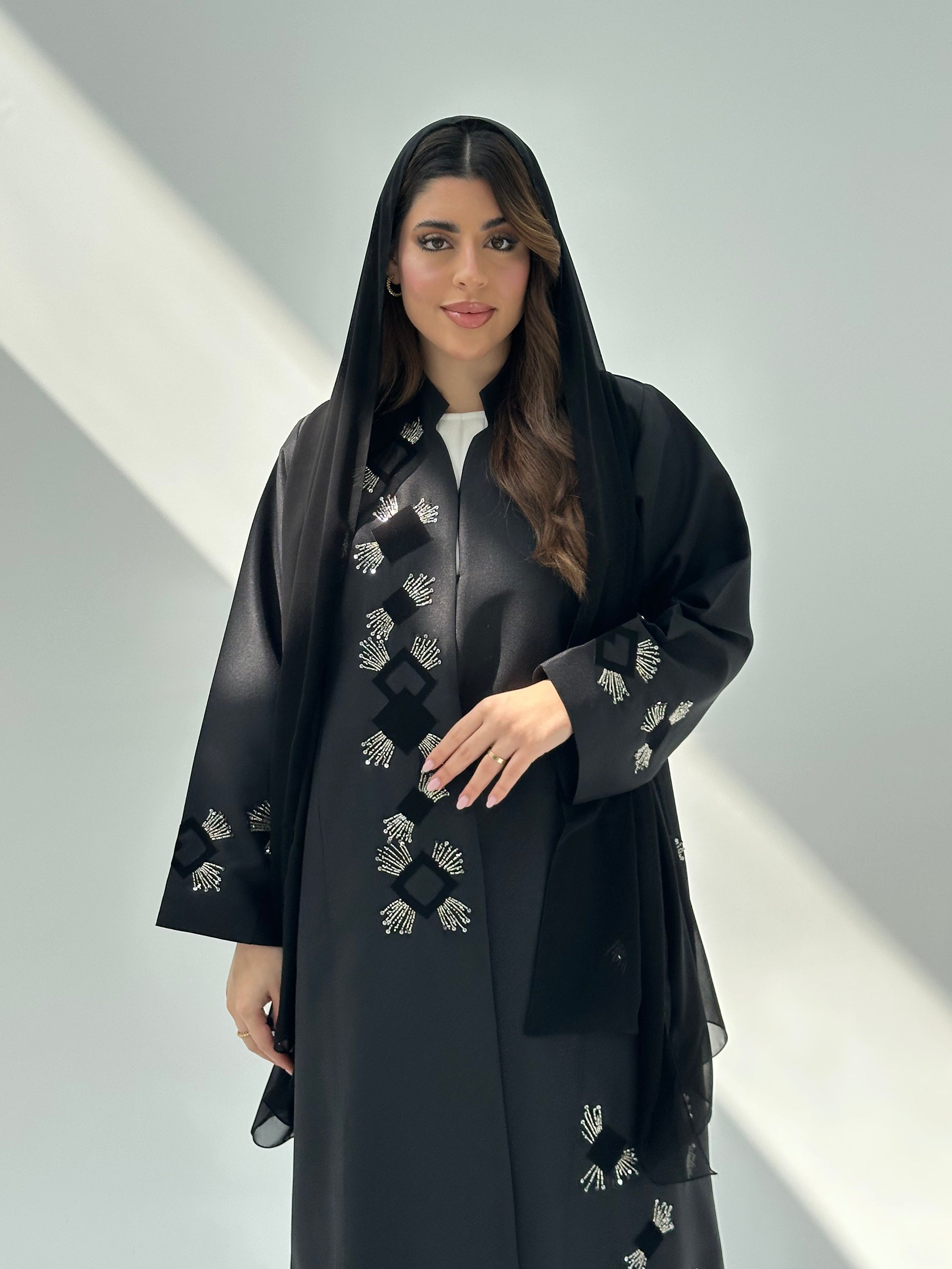 C 2052 Black Beaded Abaya