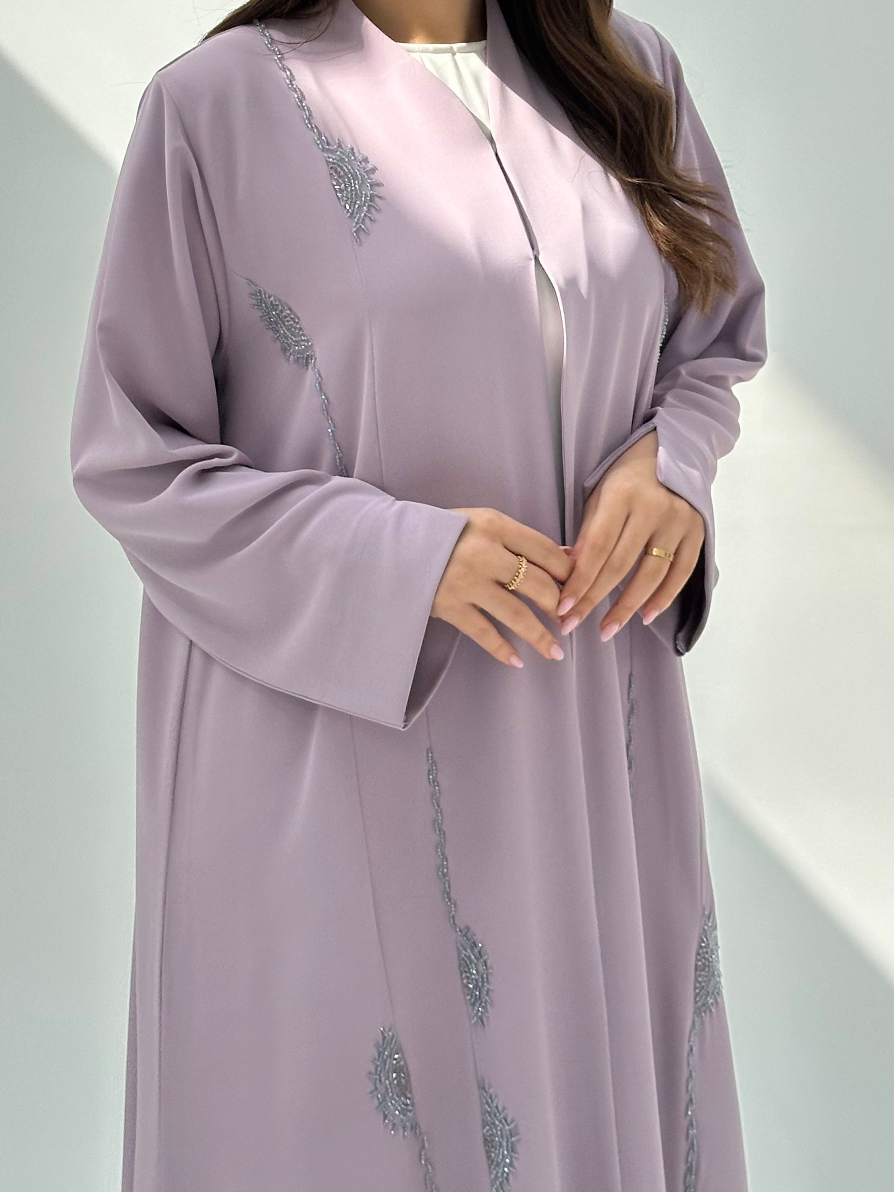 C 2054 Lavender Beaded Abaya