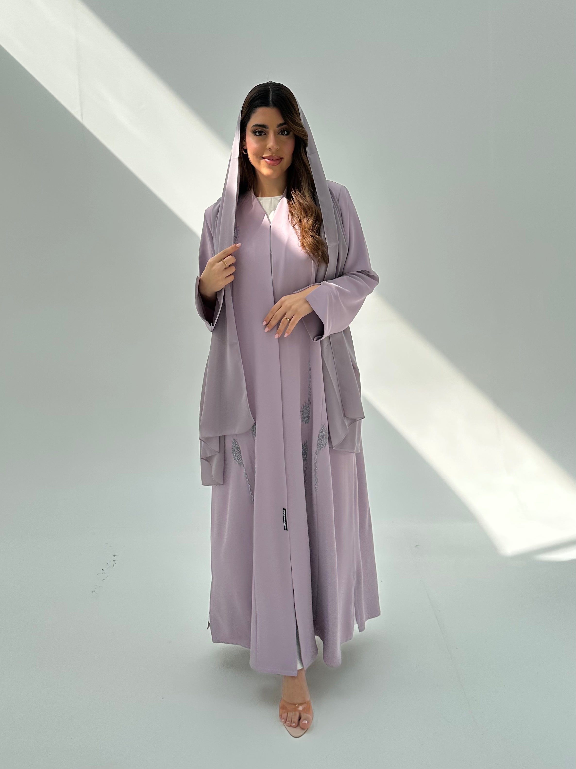 C 2054 Lavender Beaded Abaya