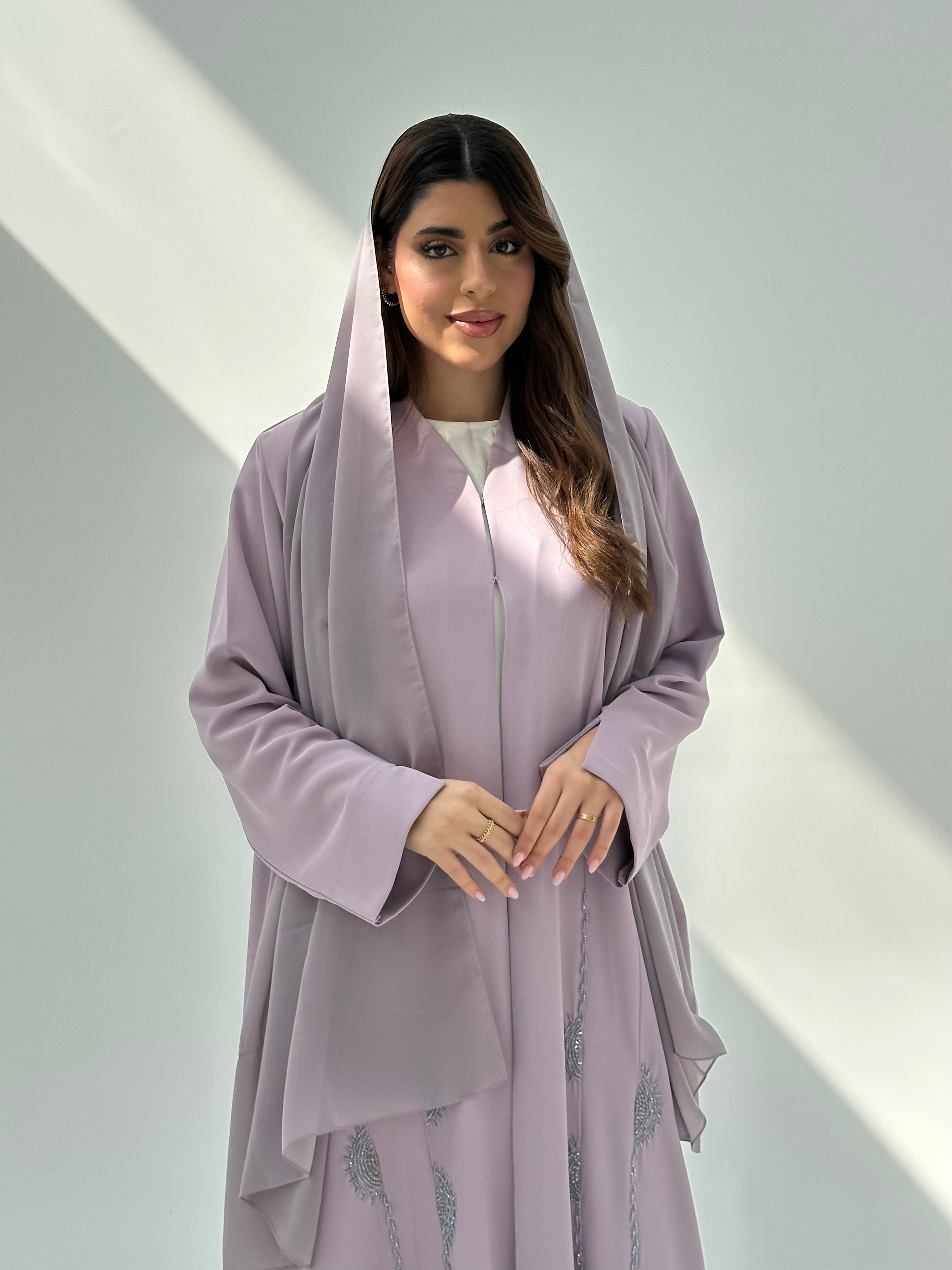 C 2054 Lavender Beaded Abaya