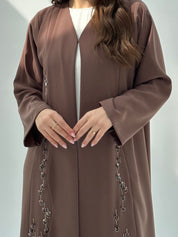 C 2056 Caramel Brown Beaded Abaya