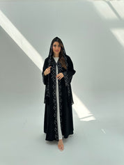 C 2058 Black Embroidered Crystal Abaya