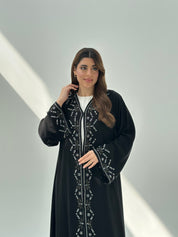 C 2058 Black Embroidered Crystal Abaya