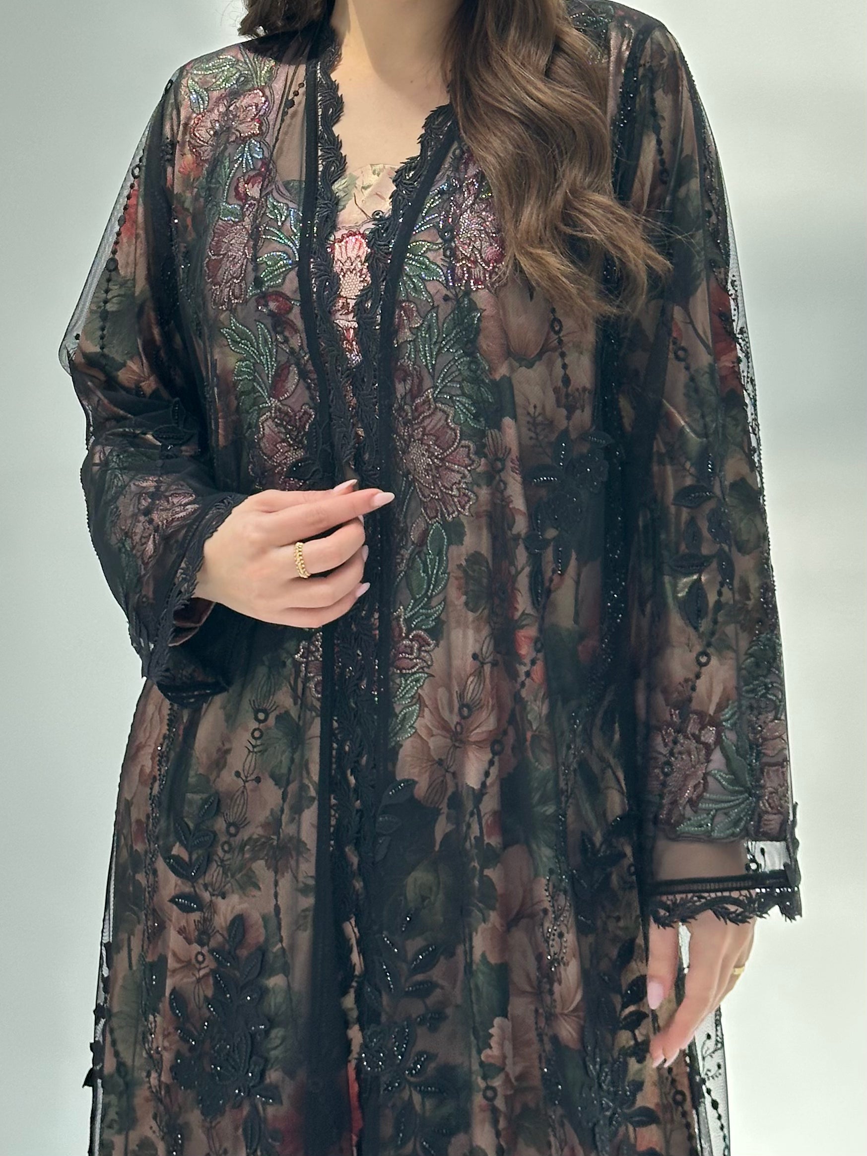 C 2060 Black Lace Abaya