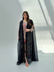C 2061 Black Glitter Lace Abaya