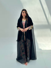 C 2061 Black Glitter Lace Abaya