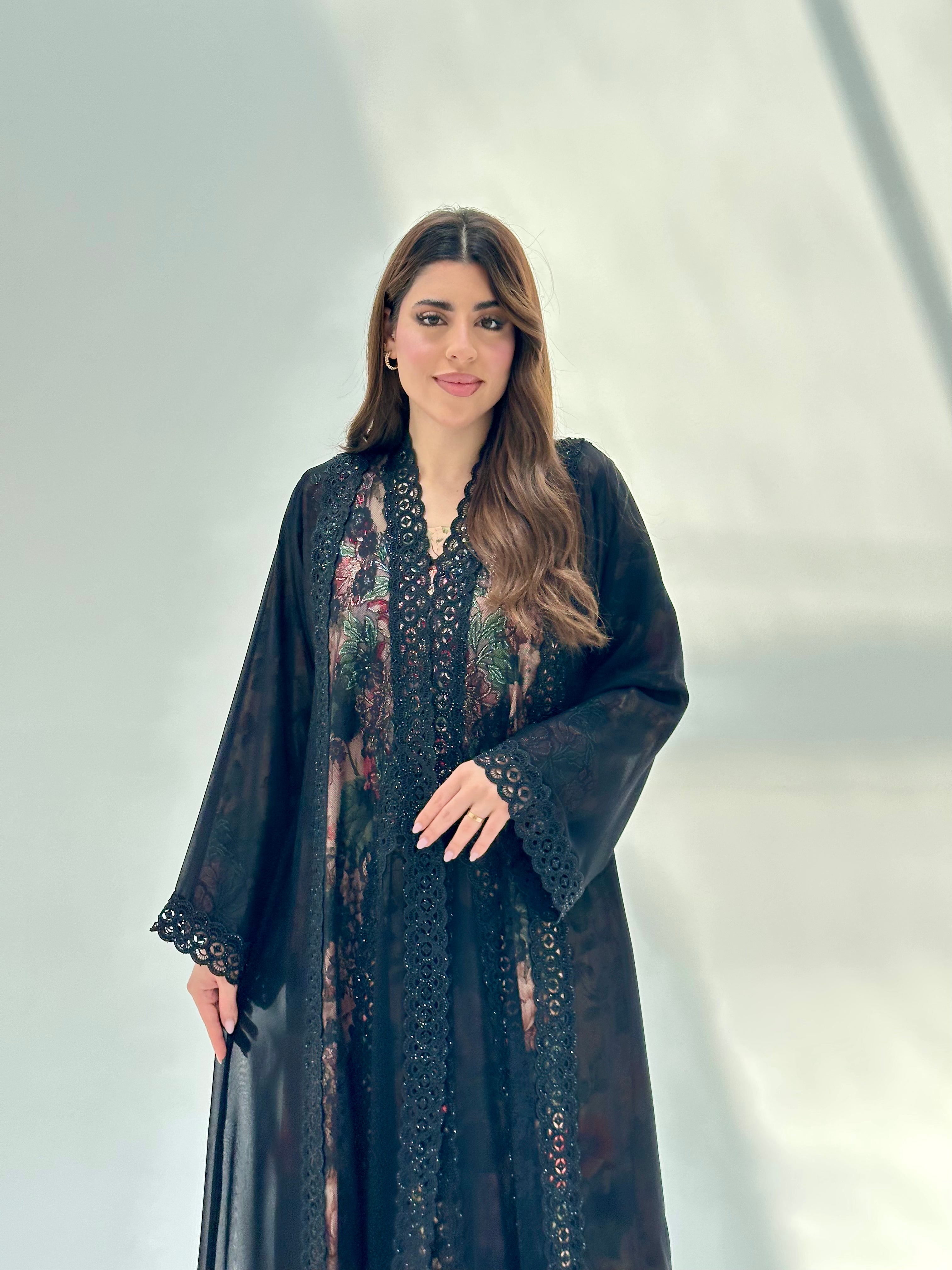 C 2062 Black Lace Abaya